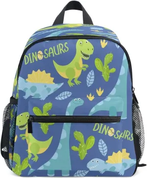 Blue Dino Kid's Backpack, Dinosaur Toddler Backpack Preschool Bag Kindergarten Schoolbag Preschool Nursery Travel Bag for Girl Boy