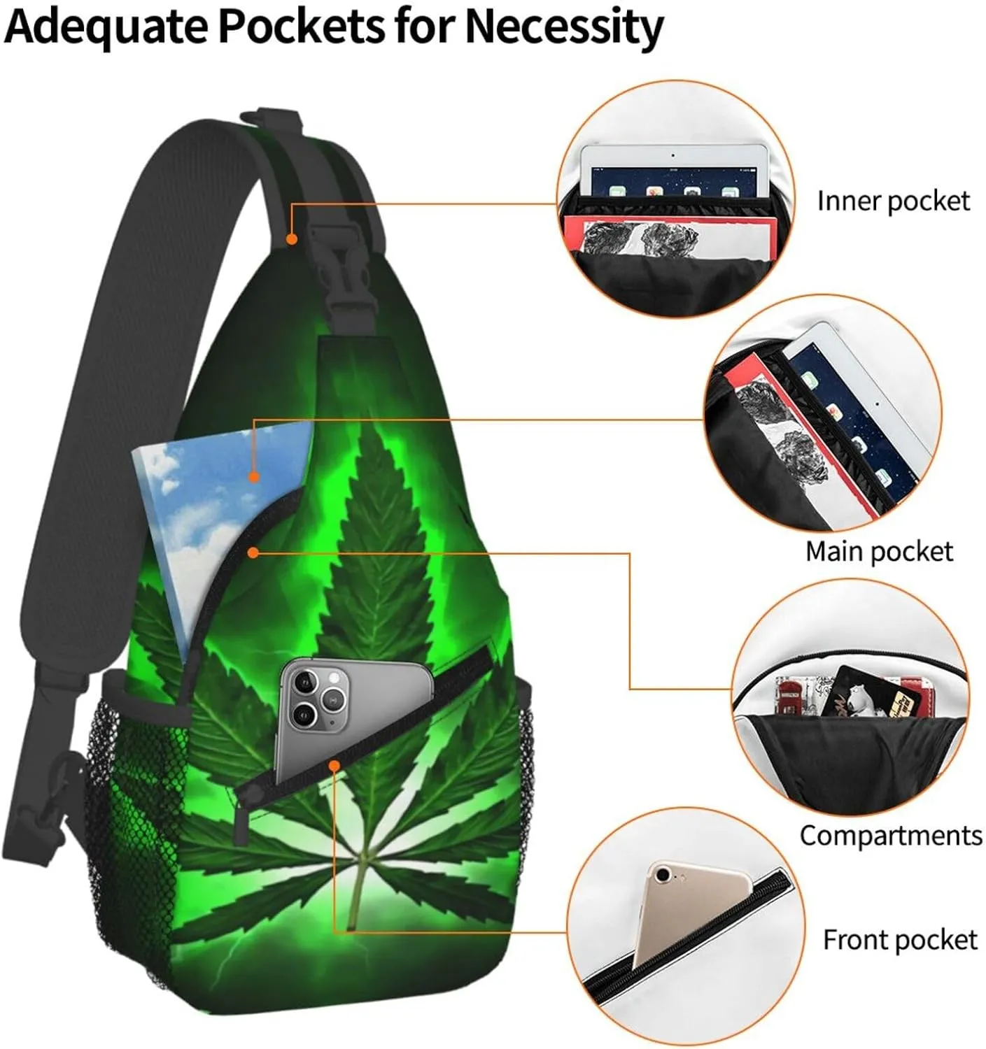 Blue Tie Dye Crossbody Bags Men Cross Chest Bag Women Adjustable Sling Backpack Shoulder Bag