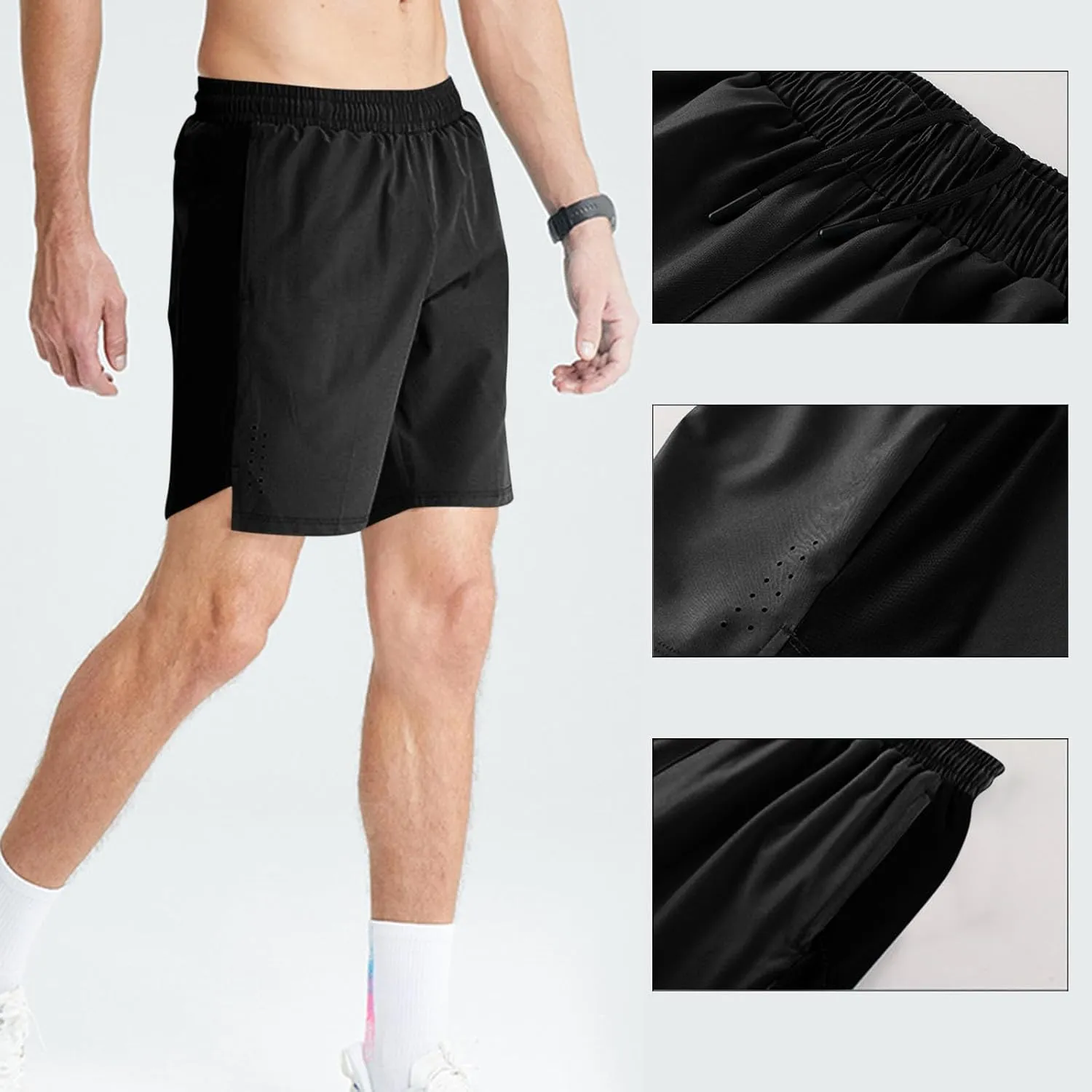 Bodybuilding Shorts for Mens, Mesh Breathable Workout Athletic Gym Shorts Running Stretchy Quick Drying Training Short