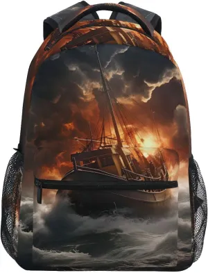 Bookbags Laptop Backpack for High School Adult Shipwreck 1 Travel College Teens Student Casual Shoulder Daypack