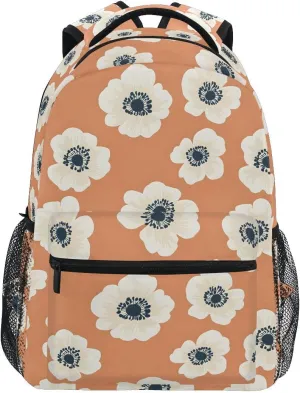Bookbags Laptop Backpack for High School Bag Boys Girls Anemone Flowers Orange Travel College Teens Student Casual Shoulder Daypack