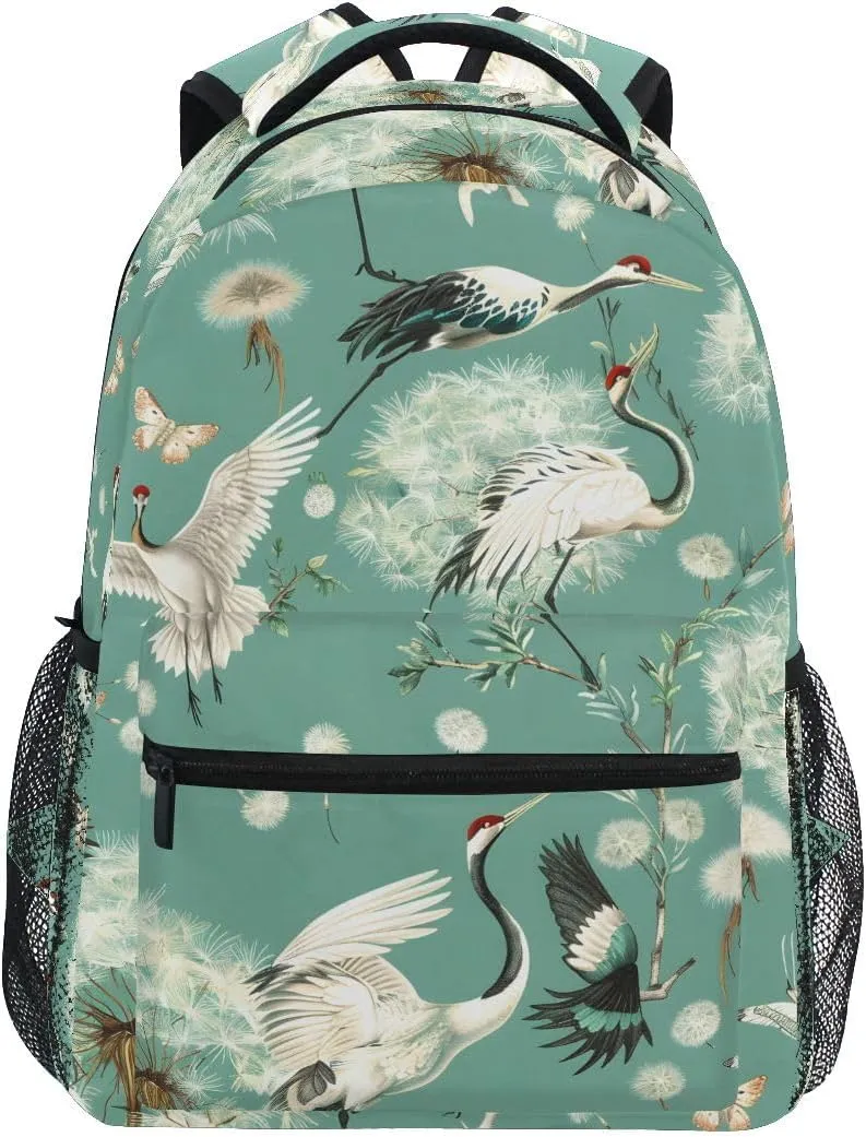 Bookbags Laptop Backpack for High School Bag Boys Girls Crane Dandelion Travel College Teens Student Casual Shoulder Daypack