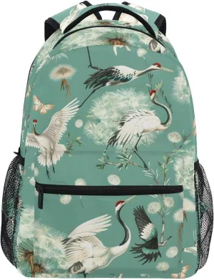 Bookbags Laptop Backpack for High School Bag Boys Girls Crane Dandelion Travel College Teens Student Casual Shoulder Daypack