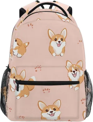 Bookbags Laptop Backpack for High School Bag Boys Girls Dog Footprints Salmon Travel College Teens Student Casual Shoulder Daypack
