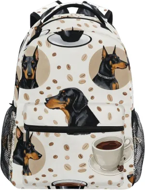 Bookbags Laptop Backpack for High School Bag Boys Girls German Shepherd Coffee Dog Travel College Teens Student Casual Shoulder Daypack