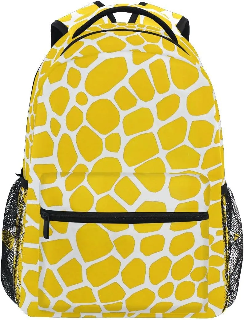 Bookbags Laptop Backpack for High School Bag Boys Girls Yellow Lizard Skin Travel College Teens Student Casual Shoulder Daypack
