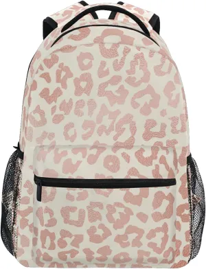 Bookbags Laptop Backpack for High School Women/Men Teens Rose Gold Leopard Print Cheetah Student Travel College Casual Shoulder Daypack