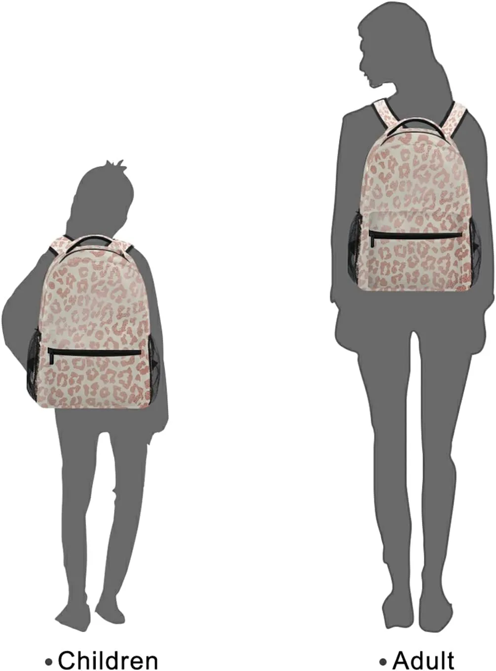 Bookbags Laptop Backpack for High School Women/Men Teens Rose Gold Leopard Print Cheetah Student Travel College Casual Shoulder Daypack