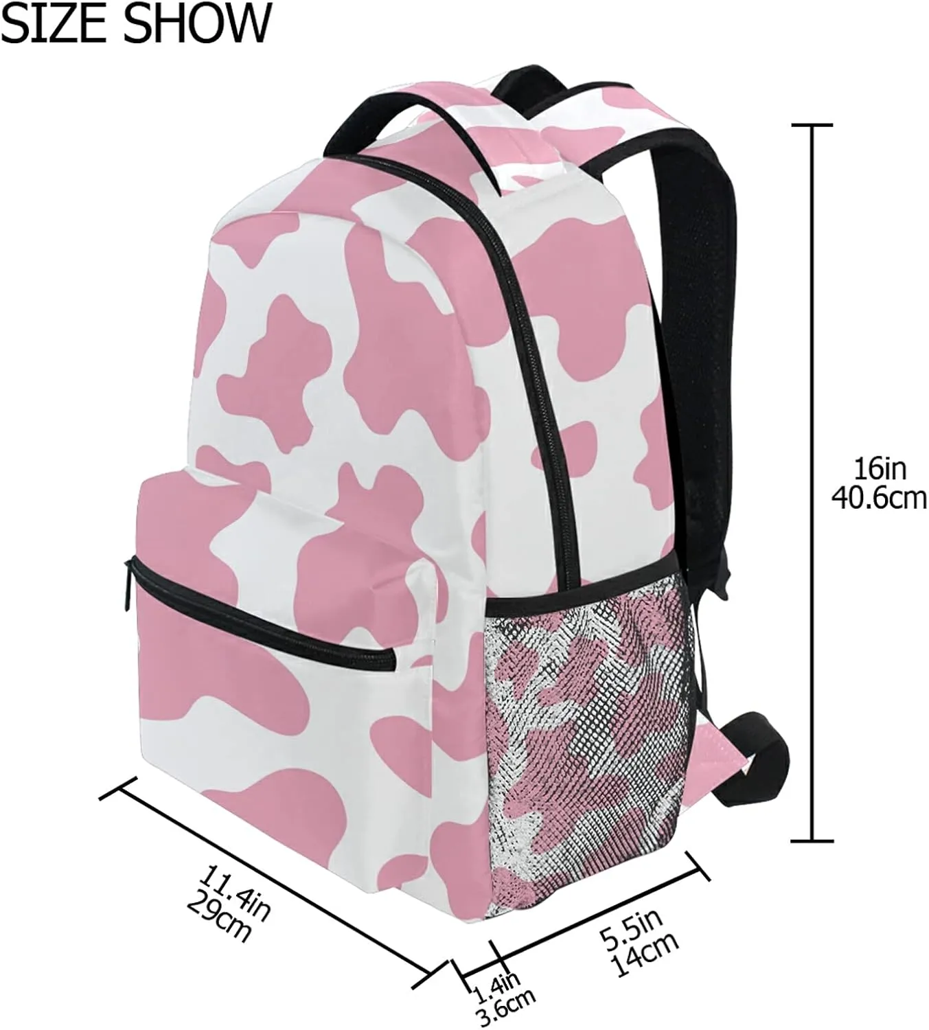 Bookbags Laptop Backpack for Women Girls School Adult Pink Cow Print Camo Camoflage Travel College Teens Student Casual Shoulder Daypack