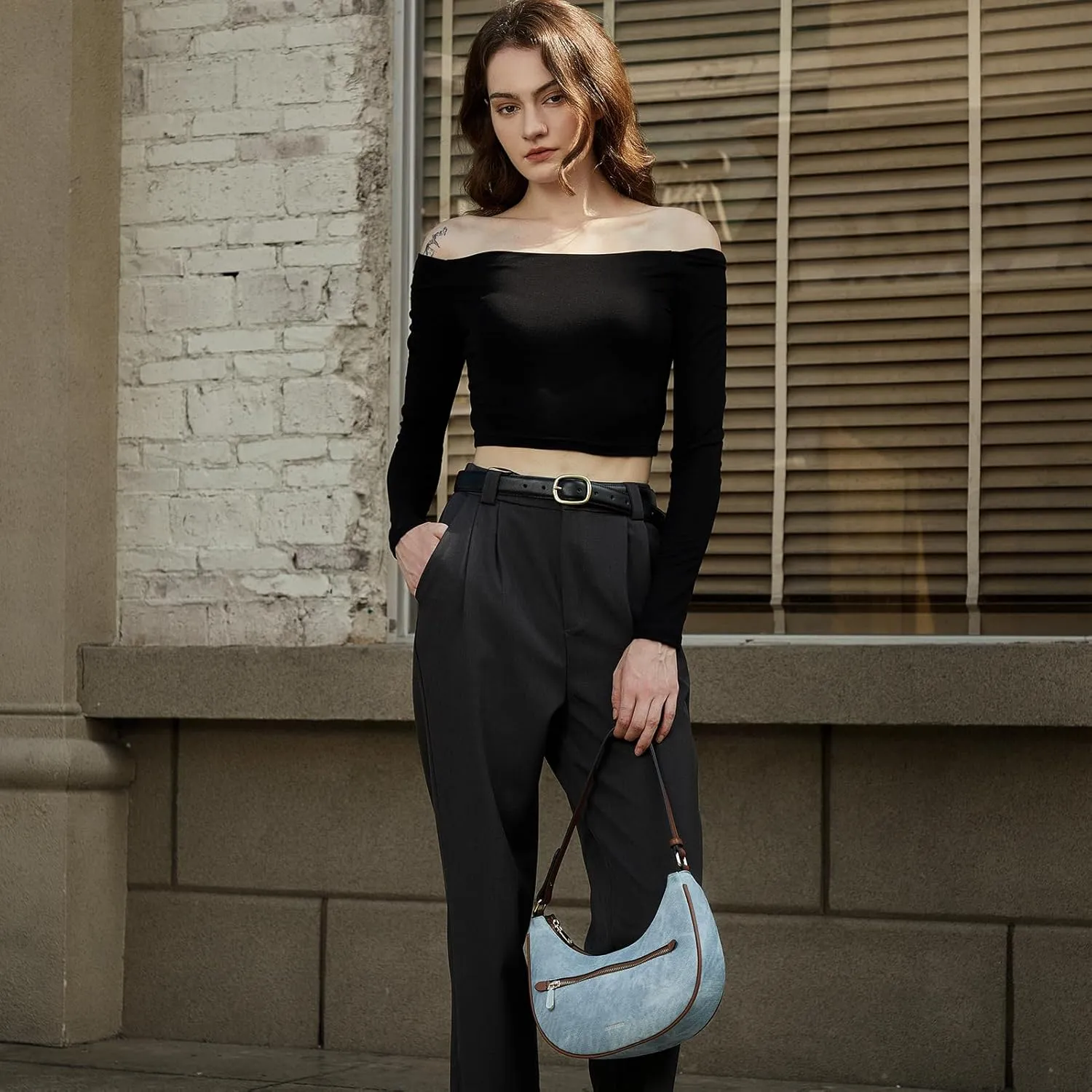 BOSTANTEN Small Purses for Women Trendy Cresent Shoulder Bag Hobo Handbags
