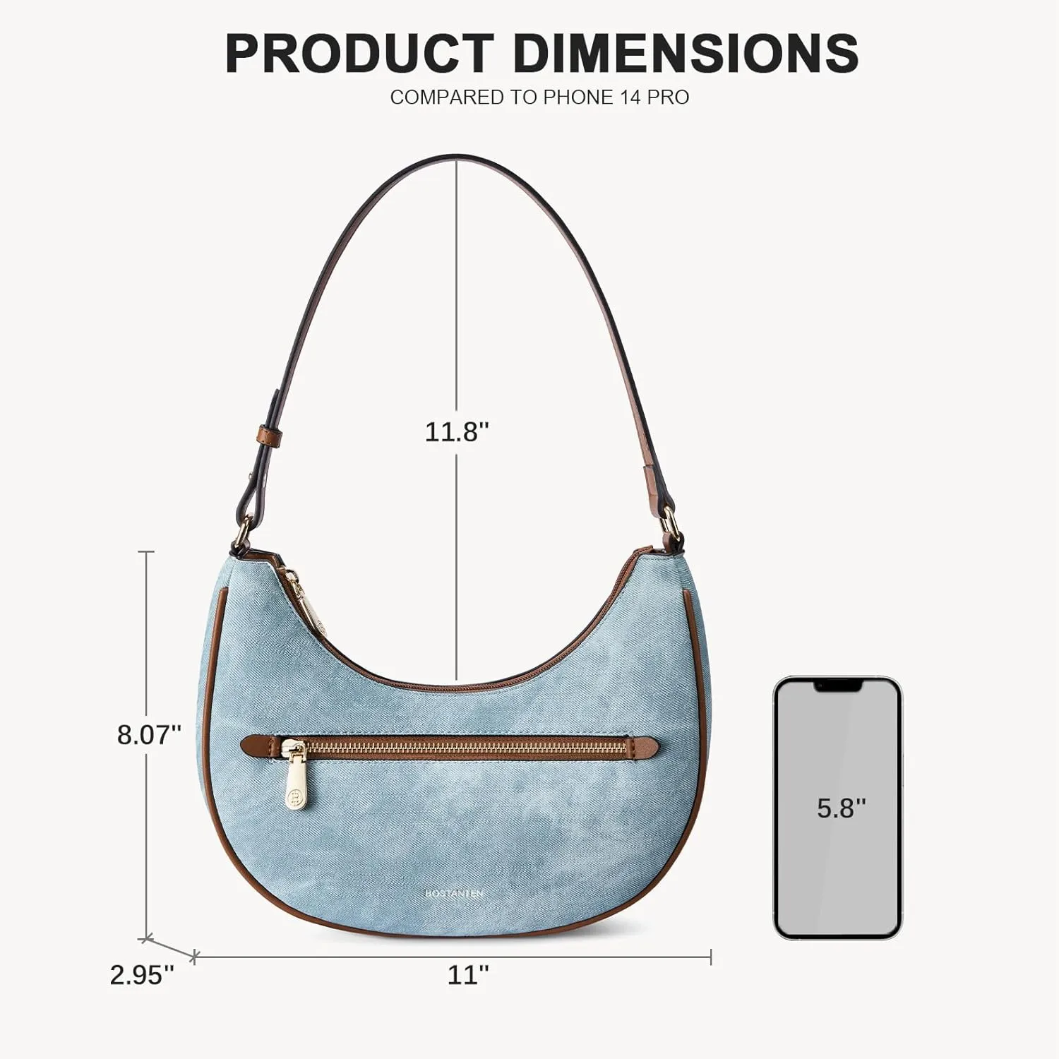 BOSTANTEN Small Purses for Women Trendy Cresent Shoulder Bag Hobo Handbags