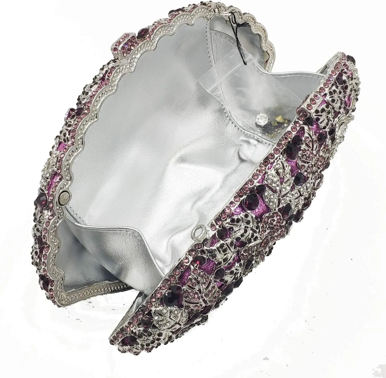 Boutique De FGG Flower Crystal Clutch Purses for Women Evening Bags Formal Wedding Handbag Party Rhinestone Clutch Bag,Mini