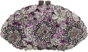 Boutique De FGG Flower Crystal Clutch Purses for Women Evening Bags Formal Wedding Handbag Party Rhinestone Clutch Bag,Mini