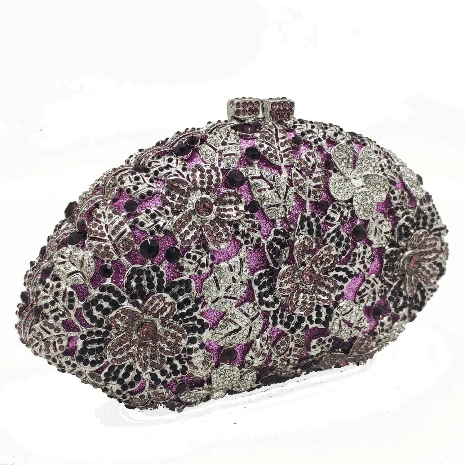 Boutique De FGG Flower Crystal Clutch Purses for Women Evening Bags Formal Wedding Handbag Party Rhinestone Clutch Bag,Mini