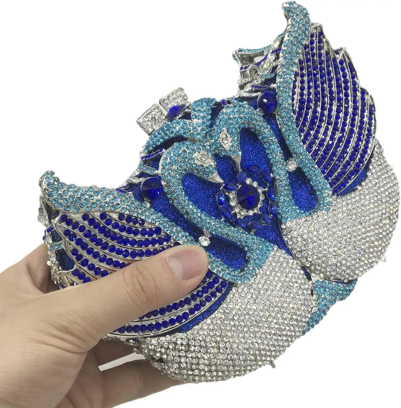 Boutique De FGG Swan Crystal Clutch for Women Evening Handbags Wedding Party Rhinestone Clutch Purse Animal Minaudiere,Mini