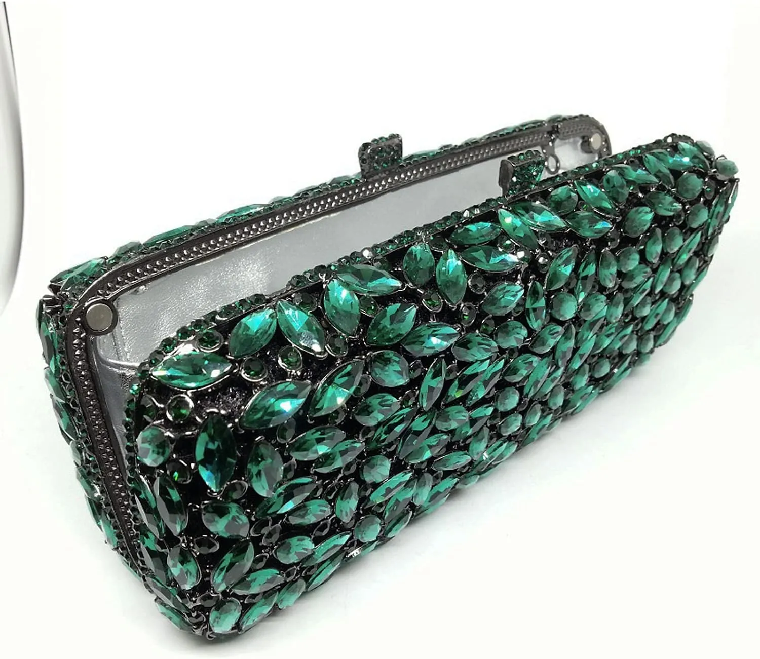 Boutique De FGG Women Crystal Clutch Bag Minaudiere Box Handbag Party Prom Rhinestone Clutch Purse Wedding Bag, Mini