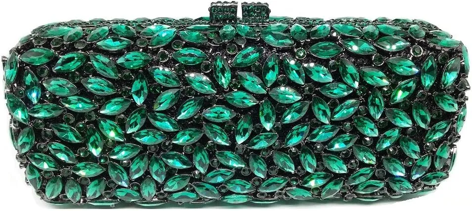 Boutique De FGG Women Crystal Clutch Bag Minaudiere Box Handbag Party Prom Rhinestone Clutch Purse Wedding Bag, Mini