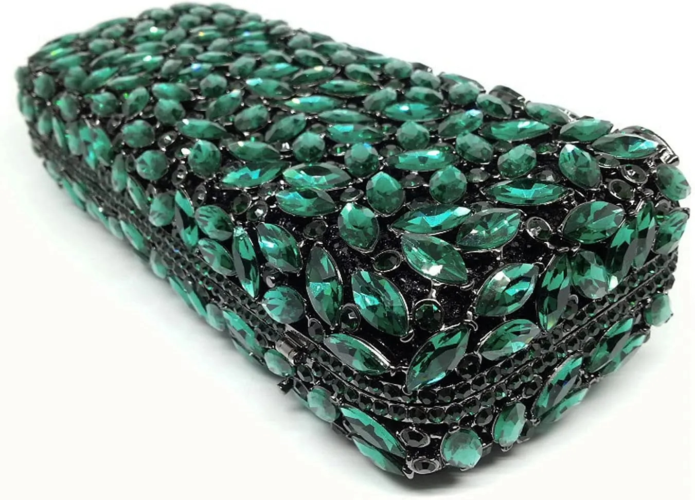 Boutique De FGG Women Crystal Clutch Bag Minaudiere Box Handbag Party Prom Rhinestone Clutch Purse Wedding Bag, Mini