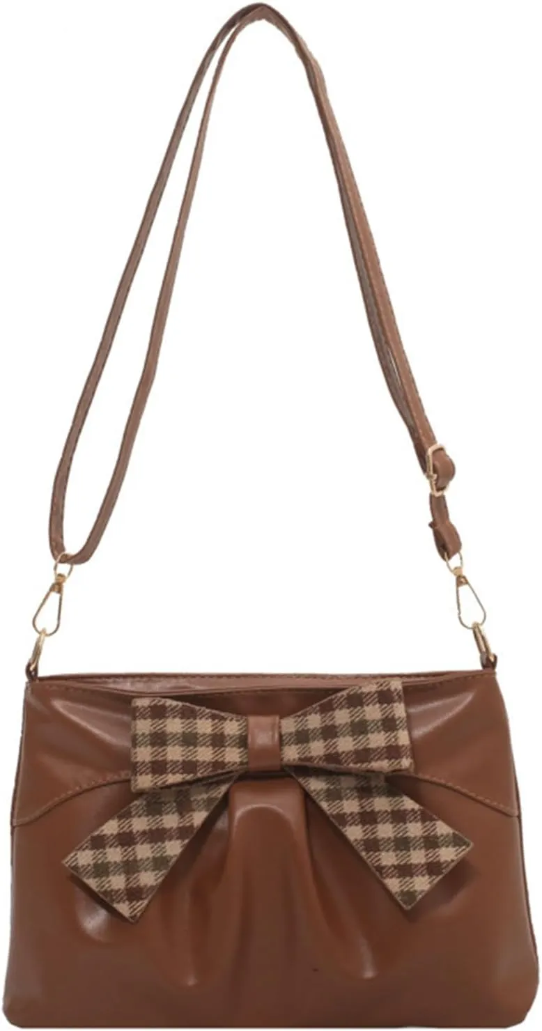 Bow Clutch Evening Handbag Purse for Women Bridal Soft Leather Ruched Crossbody Bags Shoulder Bag