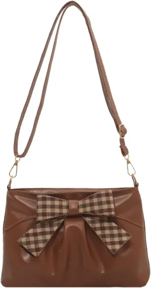 Bow Clutch Evening Handbag Purse for Women Bridal Soft Leather Ruched Crossbody Bags Shoulder Bag