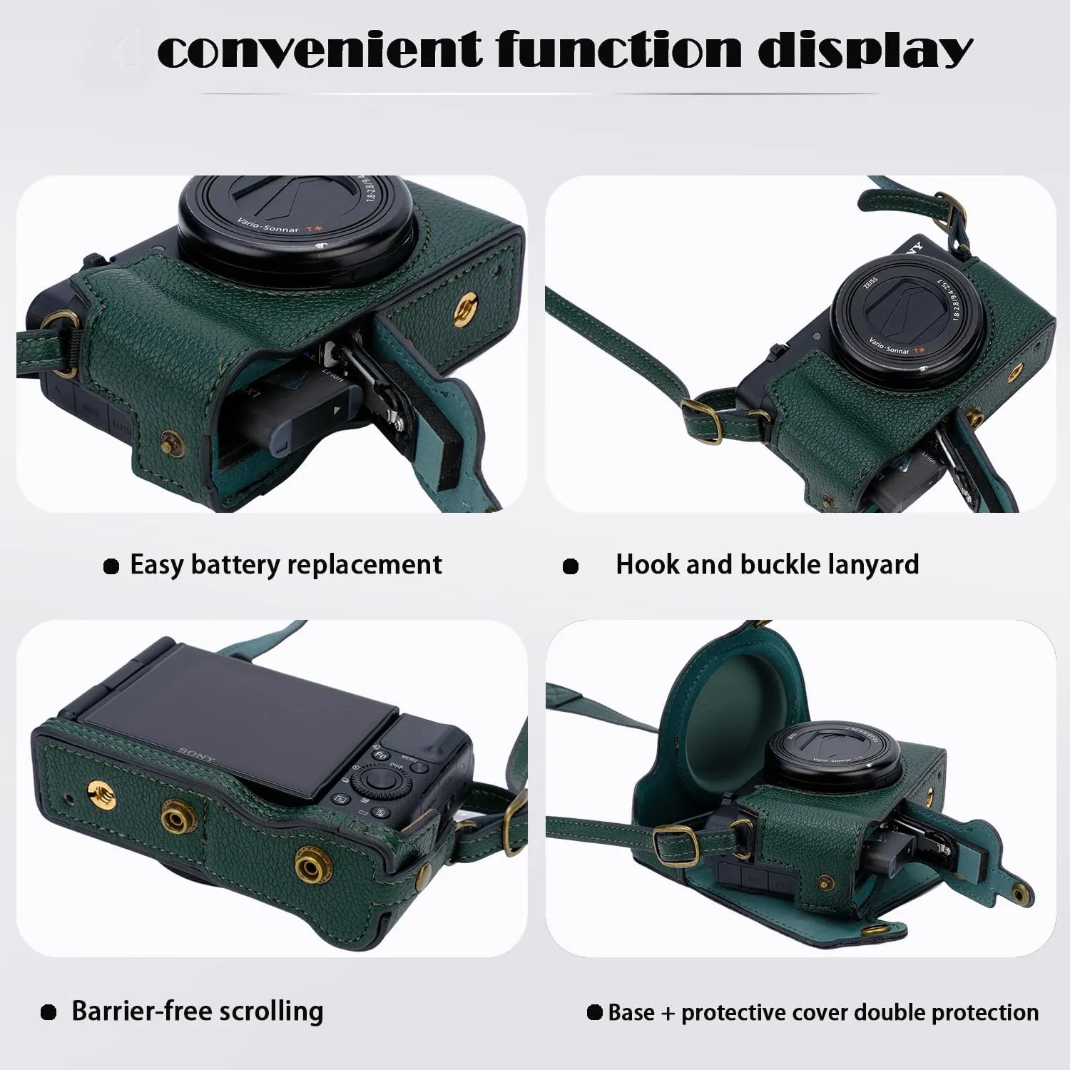 Bowan ZV1 Camera Case - Vintage PU Leather Camera Case for Sony ZV1 ZV-1 DSLR Camera Protective Leather Camera Case Bag with Camera Shoulder Strap (green)