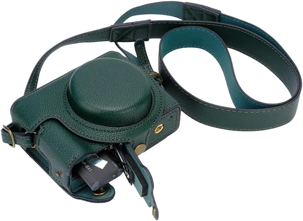 Bowan ZV1 Camera Case - Vintage PU Leather Camera Case for Sony ZV1 ZV-1 DSLR Camera Protective Leather Camera Case Bag with Camera Shoulder Strap (green)