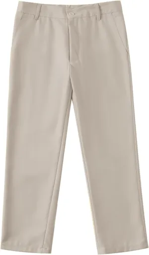 Boys Dress Pants Adjustable Waist Flat Front Pant Wedding School Uniforms Pants