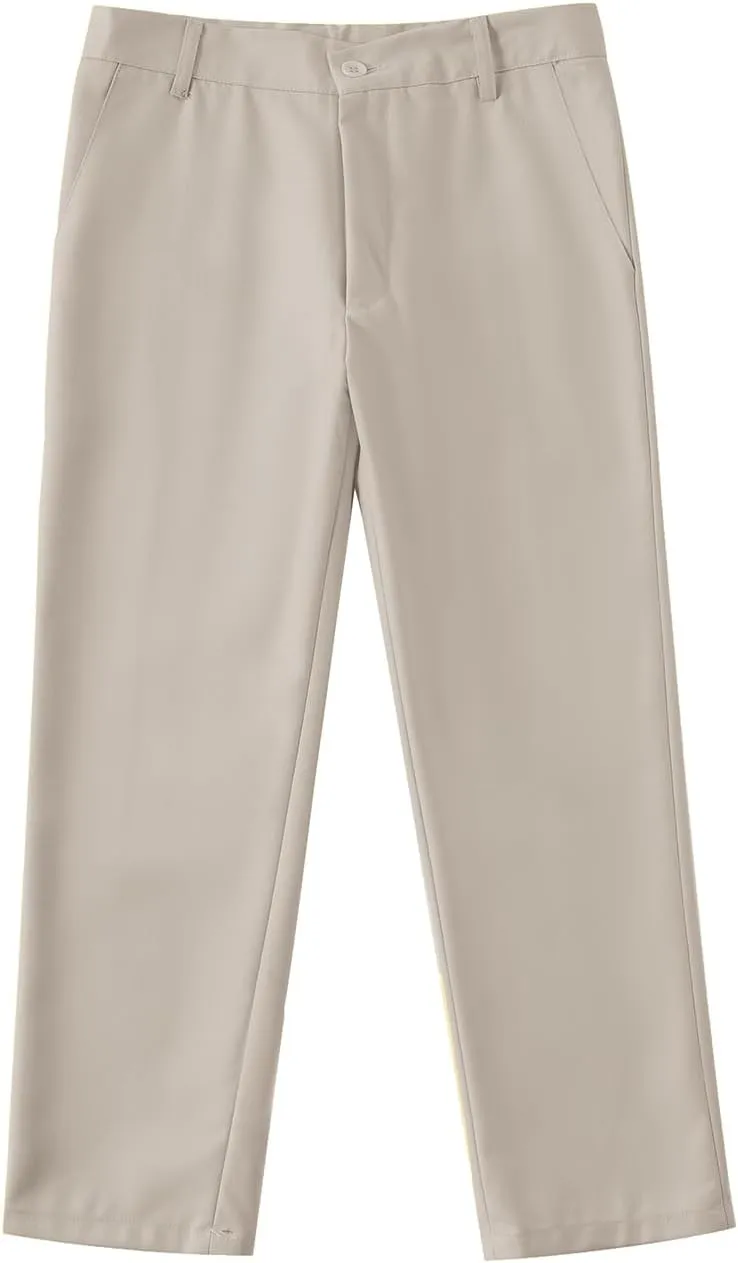 Boys Dress Pants Adjustable Waist Flat Front Pant Wedding School Uniforms Pants