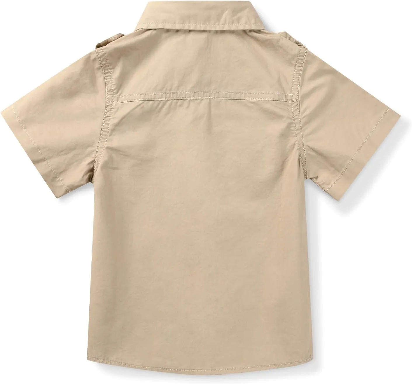 Boys Short Sleeve Button Down Shirt Casual Uniform Military Scout Shirt with 2 Pockets