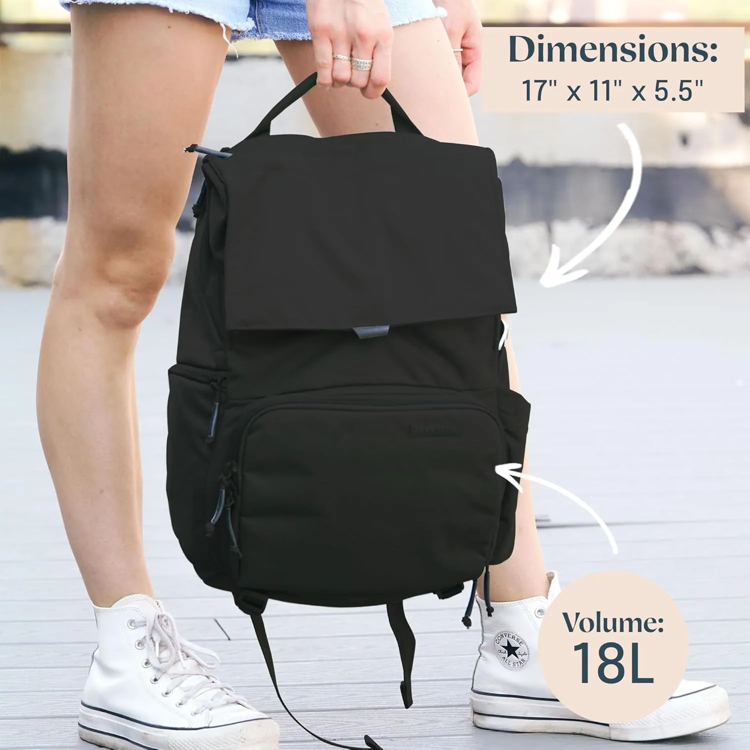 BREVITE - The Runner - Compact Camera Backpacks for Photographers - A Minimalist & Travel-friendly Photography Backpack Compatible With Both Laptop & DSLR Accessories 18L (Triple Black)