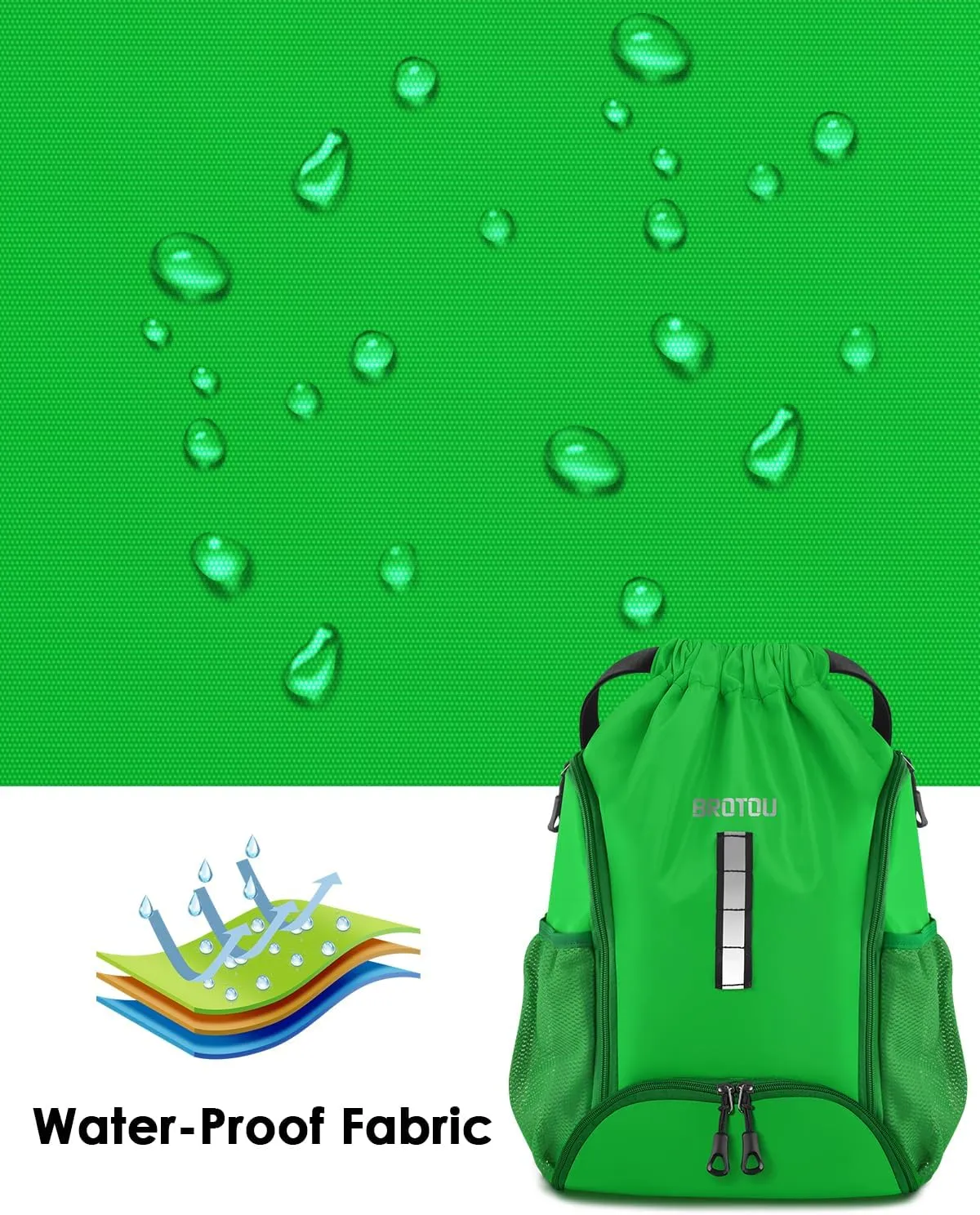 BROTOU Soccer Drawstring Backpack, Basketball Bag, Volleyball Football Bags with Ball and Shoe Compartment