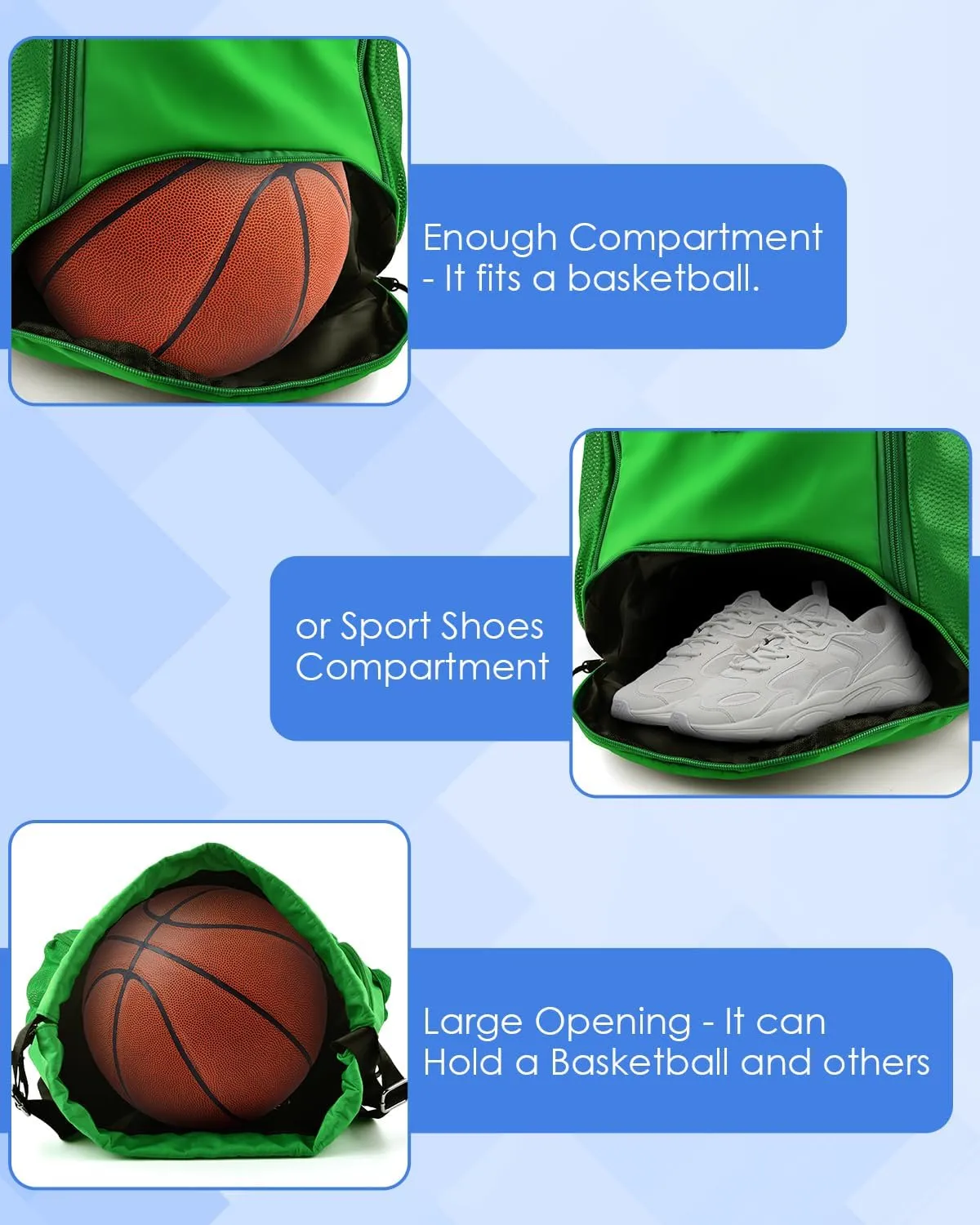 BROTOU Soccer Drawstring Backpack, Basketball Bag, Volleyball Football Bags with Ball and Shoe Compartment