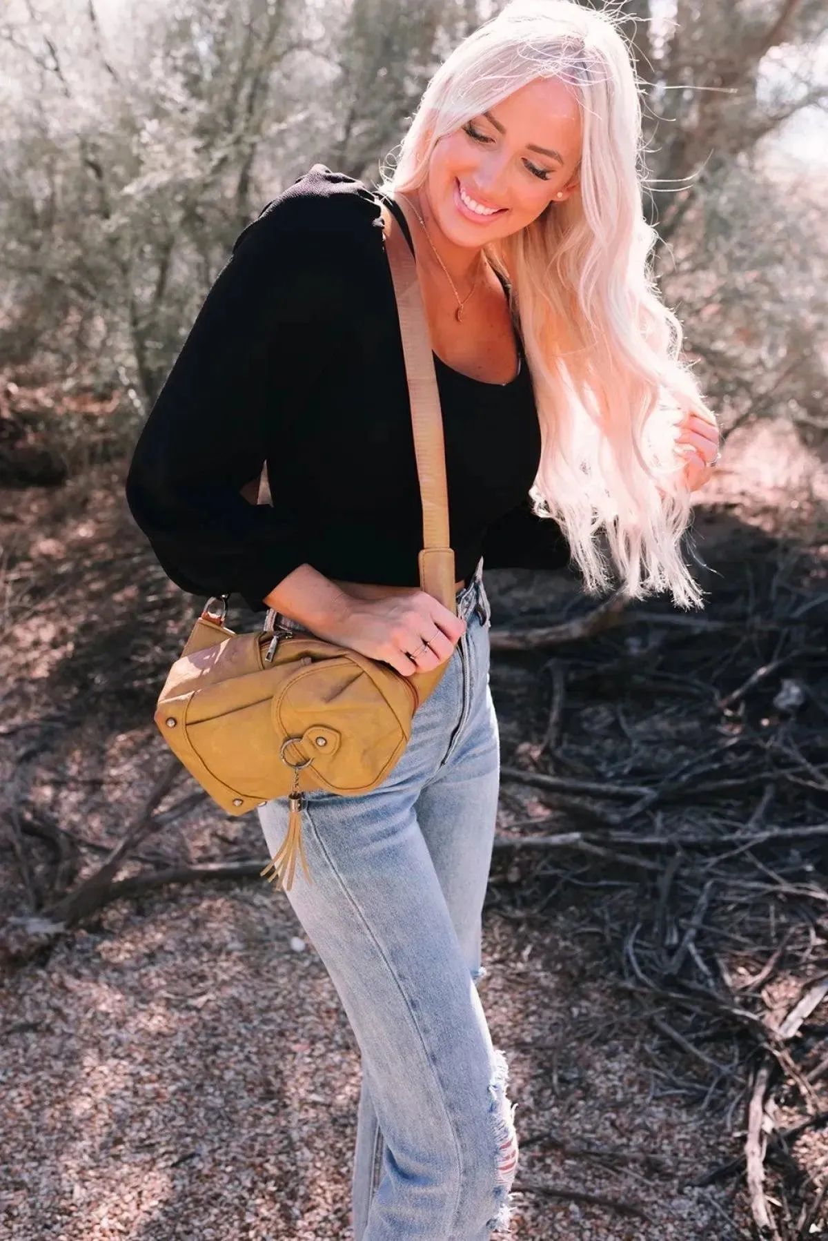 Brown Vintage Large Capacity Tassel Sling Bag