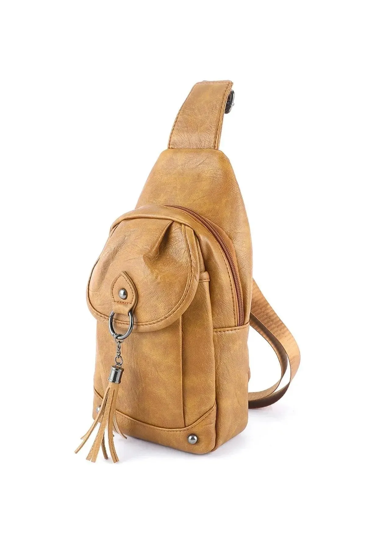 Brown Vintage Large Capacity Tassel Sling Bag
