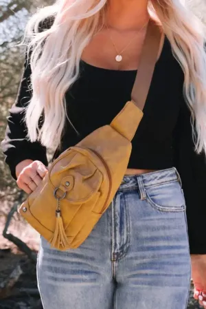 Brown Vintage Large Capacity Tassel Sling Bag