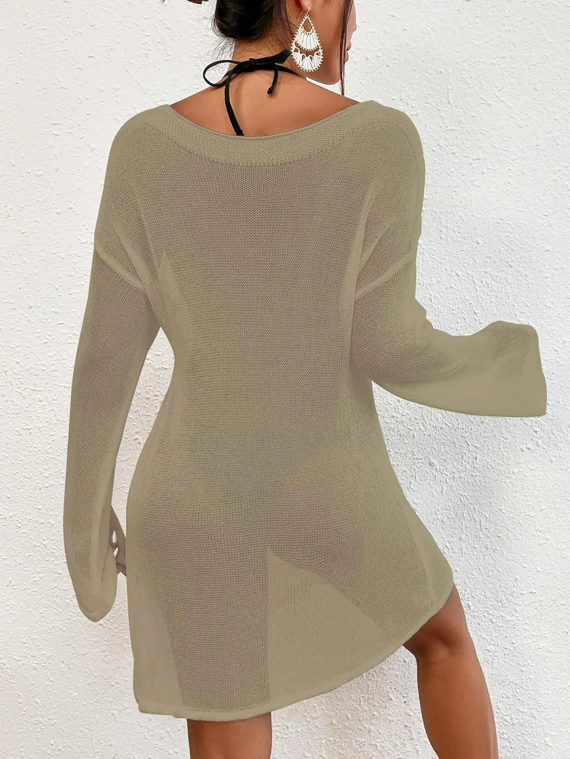 Bsubseach Crochet Cover Ups for Women Bathing Suit Cover Up Dress Mesh Beach Top