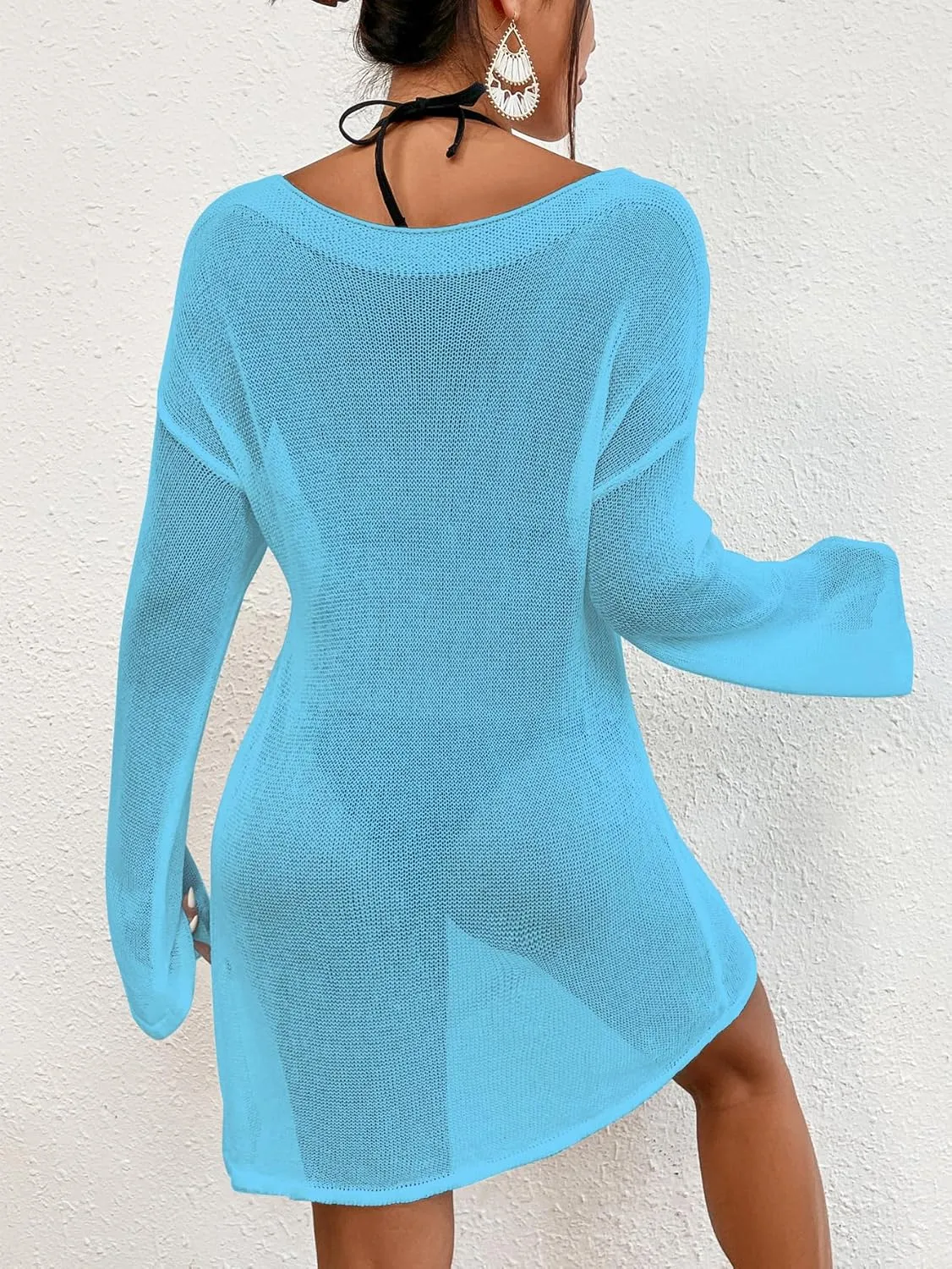 Bsubseach Crochet Cover Ups for Women Bathing Suit Cover Up Dress Mesh Beach Top