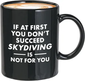 Bubble Hugs skydiving Coffee Mug 11oz Black - if at first - Extreme Athlete Skydiver Parachuting Sarcastic Parachuter Jumping Skydive Sport Outdoor Flying
