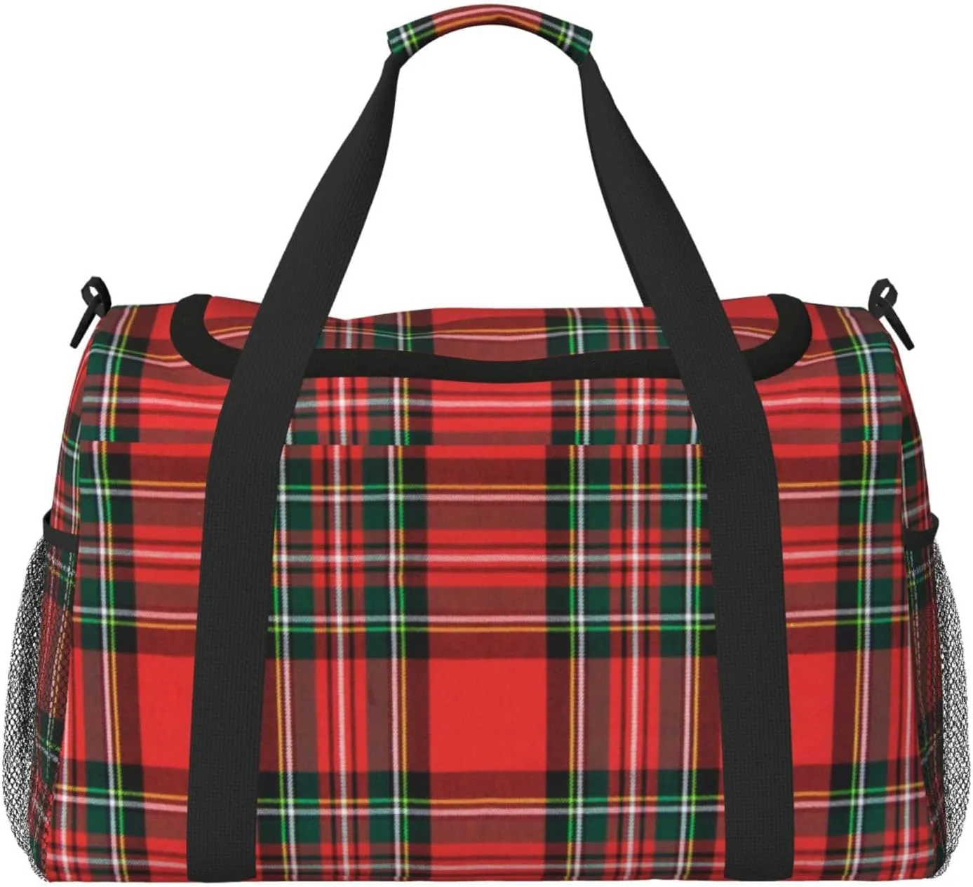 Buffalo Plaid Red Travel Duffel Bag Large Foldable Waterproof Overnight Bag For Beach Swim Bags Pool Sports Gym