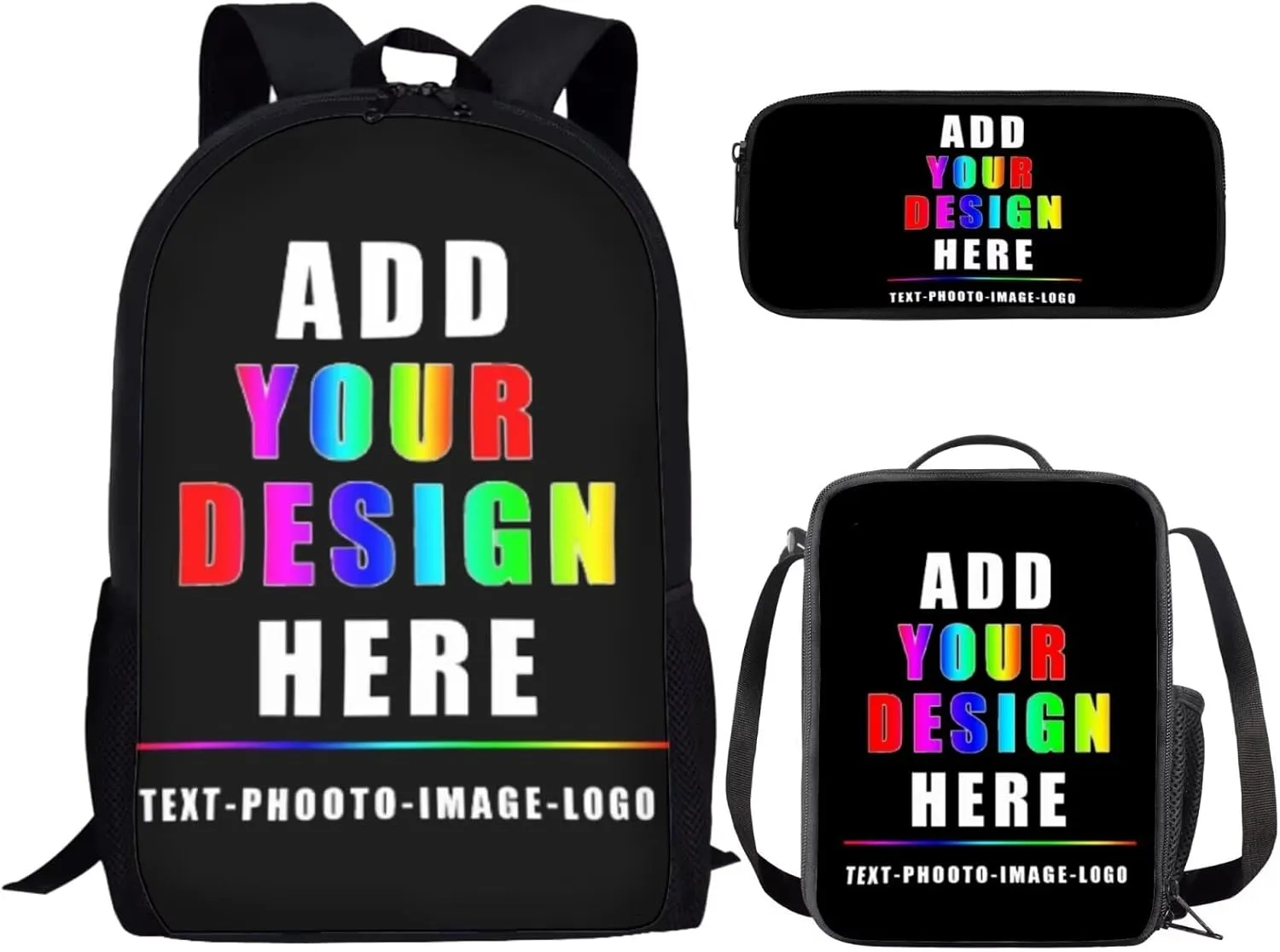 Bulopur Custom Kids Backpack with Lunch Box and Pencil Case Set Personalized Girls Boys School Bag Thermal Tote Bag Pencil Pouch Children Back to School Gifts