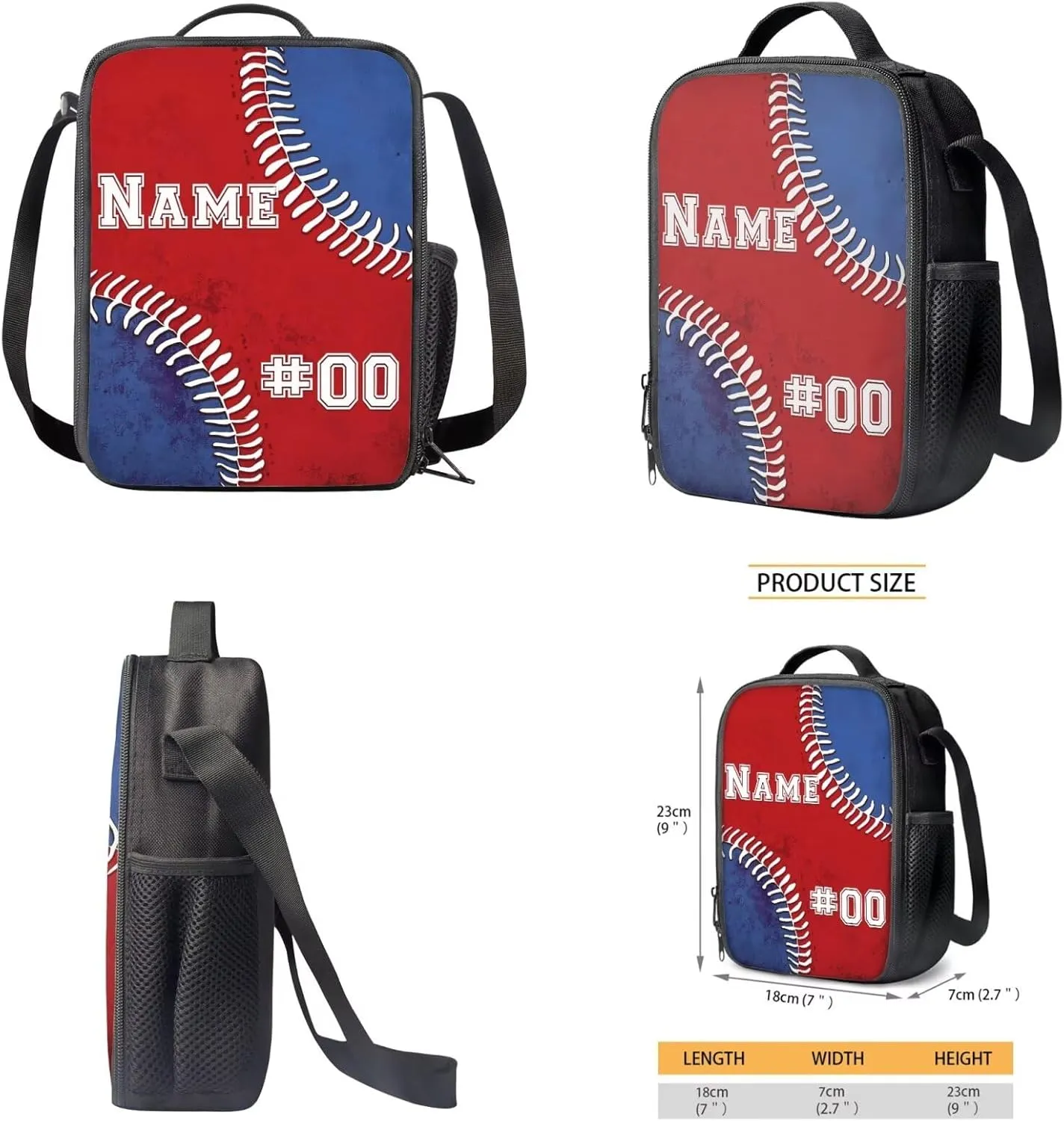 Bulopur Kids Football Backpack with Name and Number Personalized Boys Bookbag with Lunchbox Pencil Case Pouch Large Capacity Children Rucksack Zippered 17 Inch Shoulder Bag