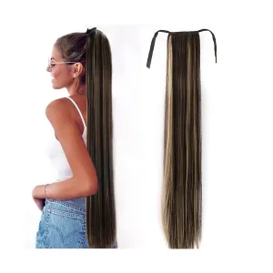 Bun Hair Pieces for Women 1 Pack Long Straight Drawstring Hair Clip Ponytail Extension Synthetic Wig Hair Extensions Bun for Everyday Party Use Messy Bun Hair Piece(01,55CM)