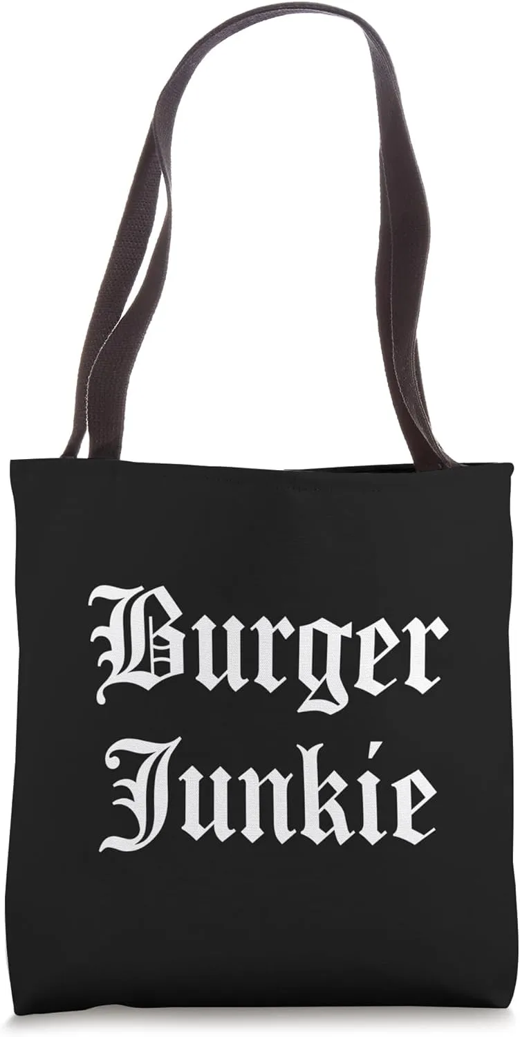 Burger Junkie Funny Hamburger Beef Cheese Meat Cheeseburger Tote Bag