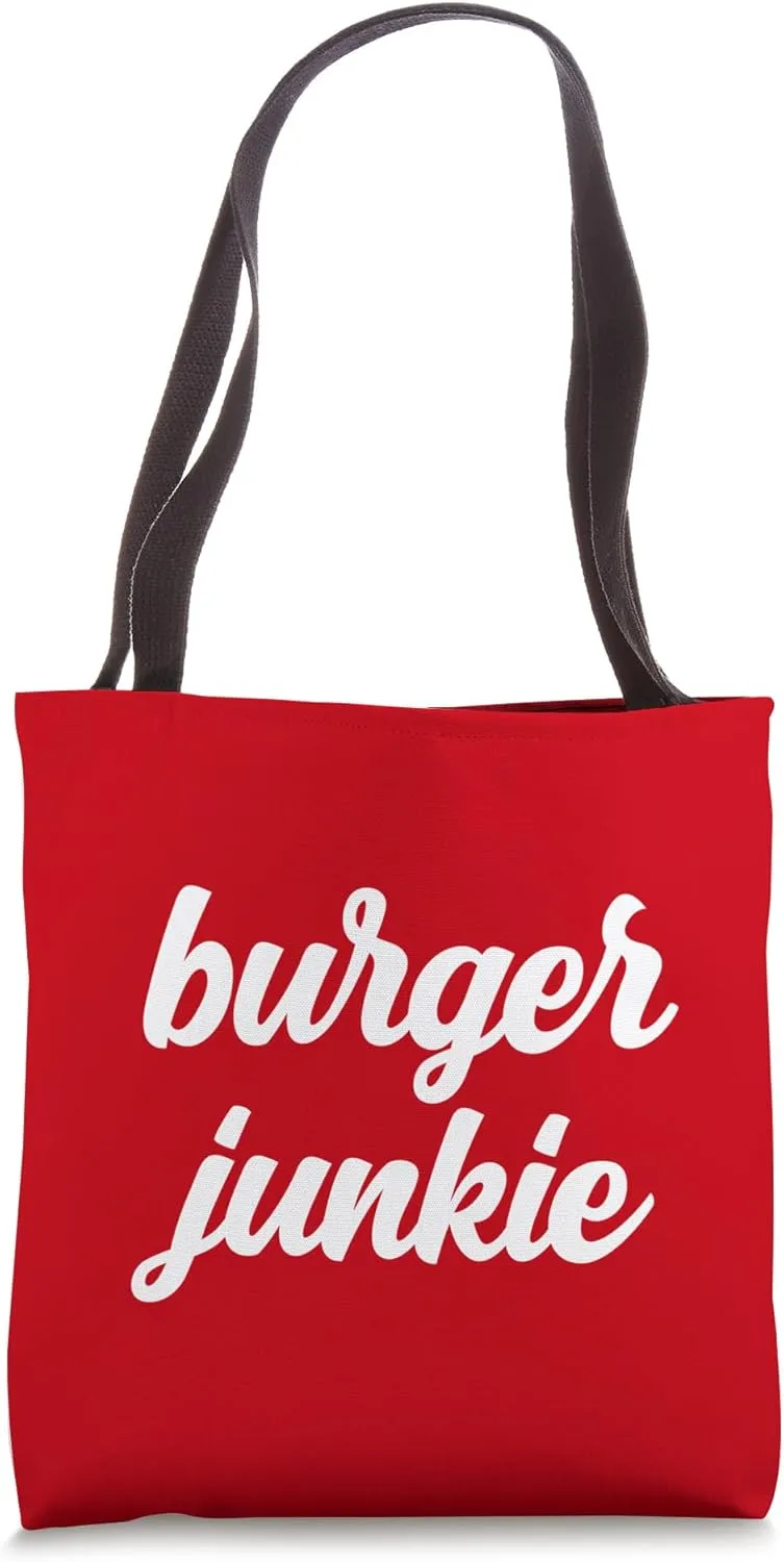 Burger Junkie Funny Hamburger Beef Meat Cheese Cheeseburger Tote Bag