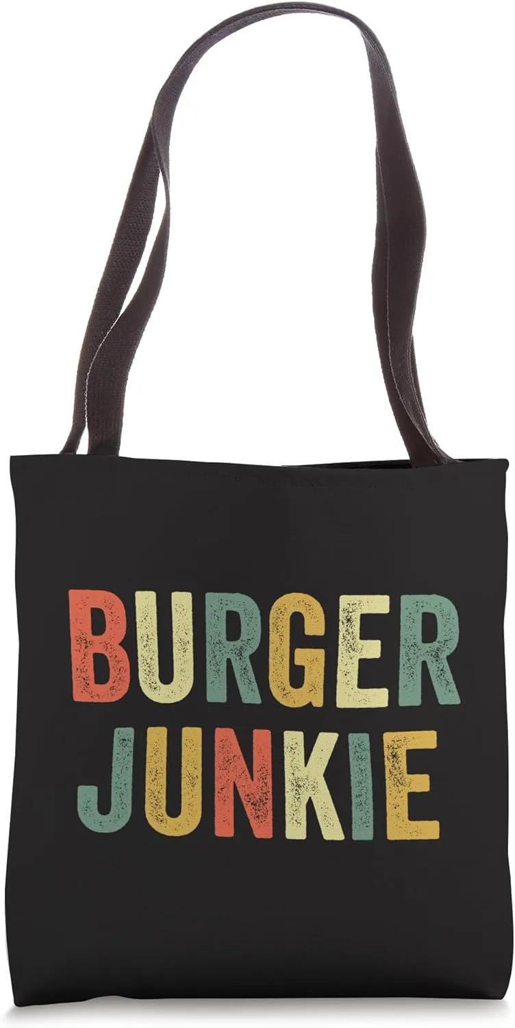 Burger Junkie Funny Hamburger Meat Cheeseburger Beef Patty Tote Bag