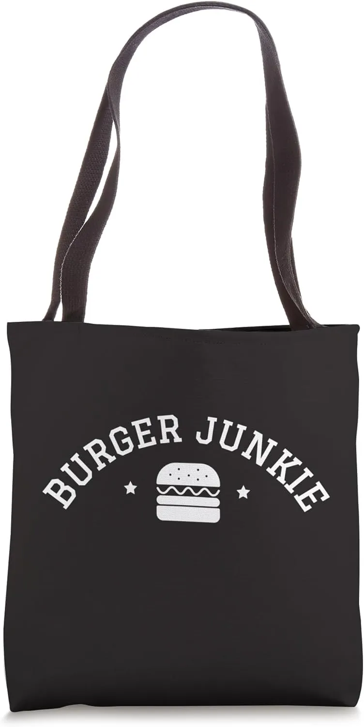 Burger Junkie Funny Hamburger Meat Eat Burgers Cheeseburger Tote Bag