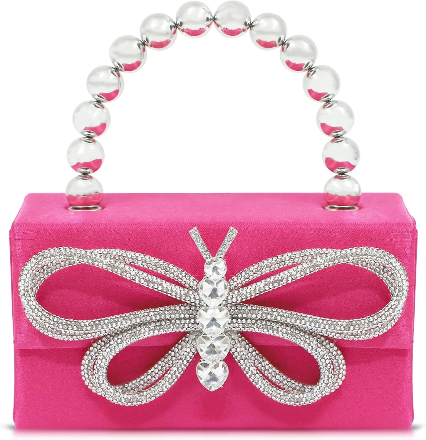 Butterfly Rhinestone Evening Bag, Clutch Purses for Women, Sequin Small Tote Bag, Handbag for Wedding, Prom, Parties, Travel(Hot Pink)