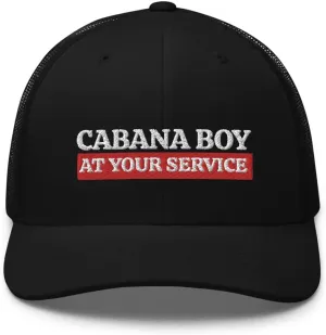 Cabana Boy Hat - at Your Service, Pool Boy Gift, My Cabana Boy, Outdoors Beach, Trucker Cap Mesh Hat Mens