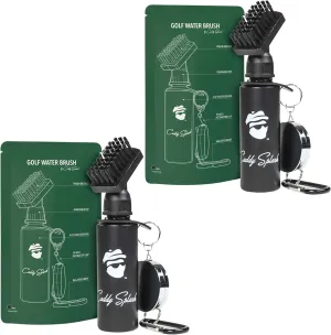 Caddy Splash Premium Golf Club Cleaner with Water - Heavy Duty Retractable Clip- Squeeze Bottle for Easy Cleaning with Nylon Bristles- Holds 4 Oz Water - Golf Accessories- USA Company (2, Black)
