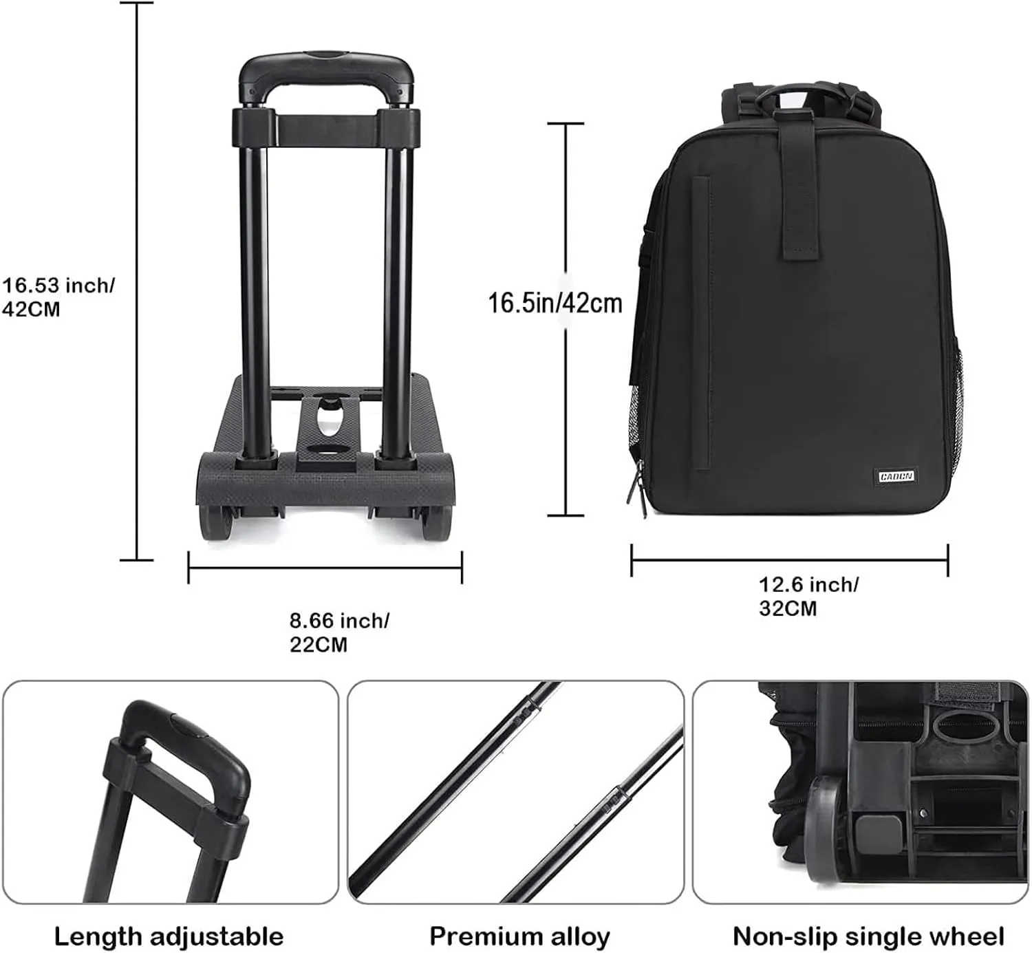 CADeN Camera Backpack Bag Professional for DSLR/SLR Mirrorless Camera Waterproof, Camera Case Compatible for Sony Canon Nikon Camera and Lens Tripod Accessories (Large, 5.0 Black)